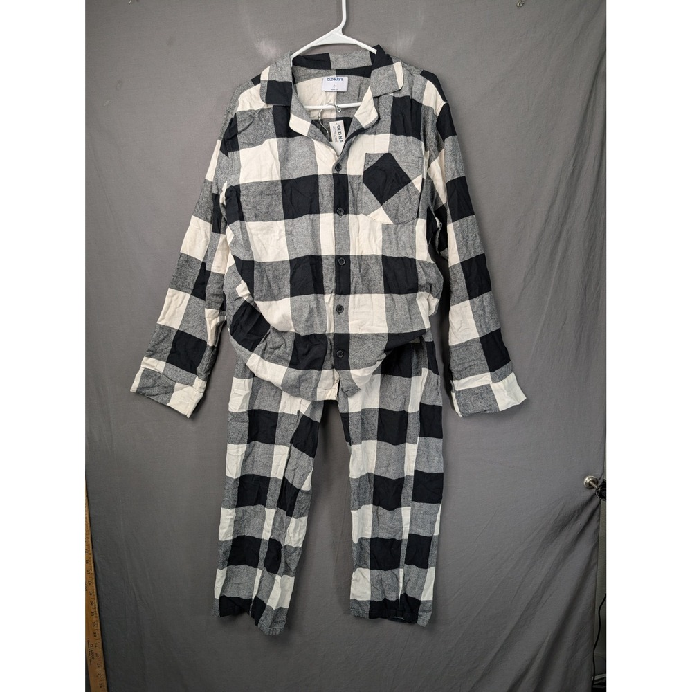 Old Navy Mens Buffalo Plaid Flannel Pajama Set 726004-03-1 L Black White
